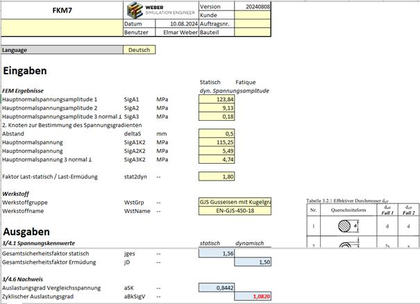 FKM Berechnung in Excel